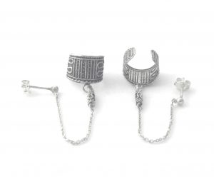 Puces chaîne et anneau en argent – Boucles d’oreilles