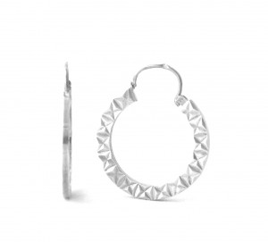 Créoles en argent diamantées – Boucles d’oreilles rondes 25 mm