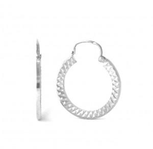 Créoles ciselées diamantées Argent 925/1000 - Boucles d'oreilles rondes 25 mm