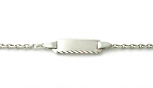 Gourmette bébé 13,5 cm argent 925/1000 rhodié - Maille forçat diamantée