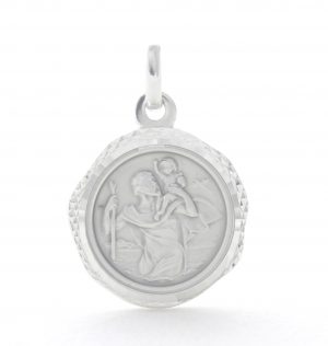 Saint Christophe en argent – Médaille ronde