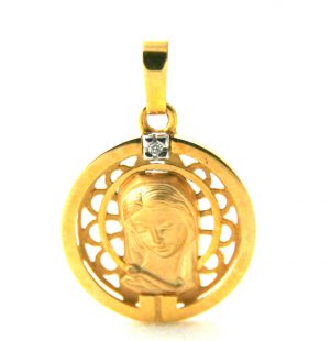 Vierge auréolée ajourée – Médaille ronde en or 750/1000