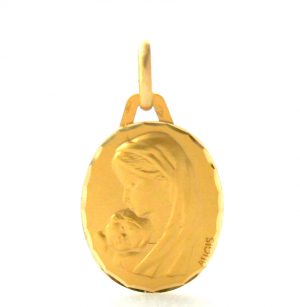 Vierge à l’enfant Augis – Médaille ovale en or 750/1000