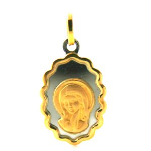Vierge auréolée - Médaille en acier et or 750/1000