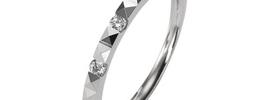 Alliance ludique prismes, diamants 0,10 carat et Or blanc 750/1000 – Taille 54