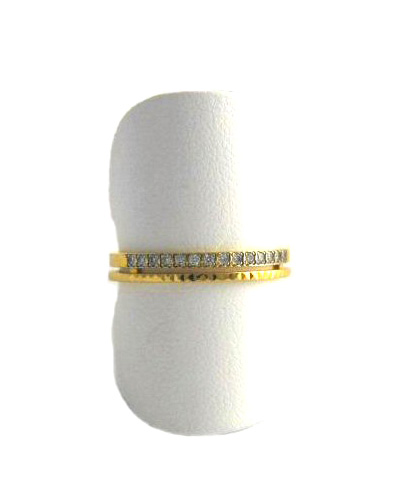 Alliance deux rubans, diamants 0,10 carat et Or 750/1000 – Taille 54