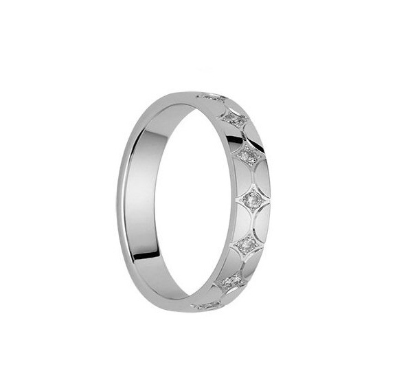 Alliance femme diamants 0,105 carat et Or blanc palladié 750/1000 – Taille 53