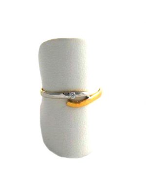 Bague bicolore & oxyde de zirconium - Or 750/1000 - Taille 54