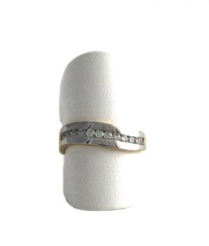 Bague ondulée bicolore oxydes de zirconium - Or 750/1000 - Taille 55