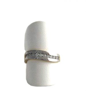 Bague ondulée bicolore oxydes de zirconium – Or 750/1000 – Taille 55