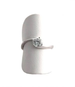 Bague Solitaire oxyde de zirconium - Or blanc 750/1000 - Taille 54