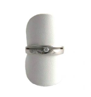 Bague oxyde de zirconium - Or blanc 750/1000 - Taille 55,5