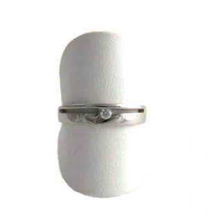 Bague oxyde de zirconium – Or blanc 750/1000 – Taille 55,5