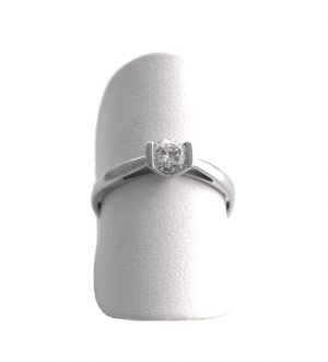 Bague Solitaire oxyde de zirconium – Or blanc 750/1000 – Taille 53