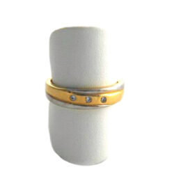 Bague bicolore aux 3 oxydes de zirconium – Or 750/1000 – Taille 54