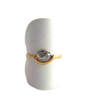 Bague bicolore oxyde de zirconium – Or 750/1000 – Taille 56