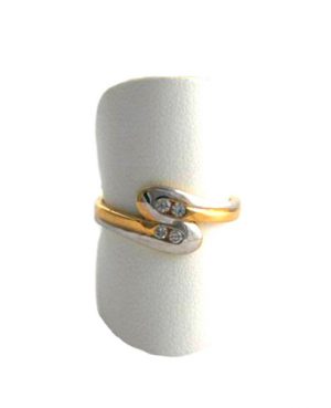 Bague bicolore aux 4 oxydes de zirconium – Or 750/1000 – Taille 52,5