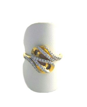 Bague scintillante aux oxydes de zirconium  - Or 750/1000 - Taille 56