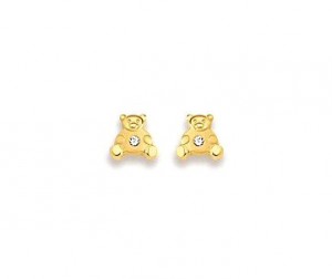 Oursons pour bébé, oxyde de zirconium - Boucles d'oreilles en Or 750/1000