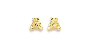 Oursons pour bébé, oxyde de zirconium – Boucles d’oreilles en Or 750/1000