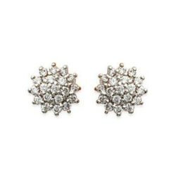 Boucles d’oreilles fleurs diamantées d’oxyde de zirconium – Or 750/1000