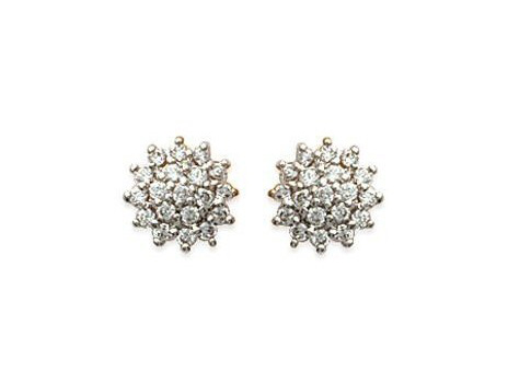 Boucles d’oreilles fleurs diamantées d’oxyde de zirconium – Or 750/1000