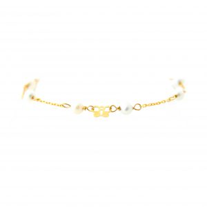 Bracelet bébé papillons et perles de culture - Or 750/1000 - 13,5cm