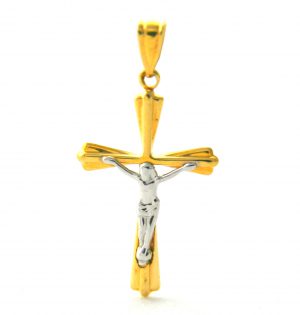 Christ en croix jaune et gris - Or 750/1000