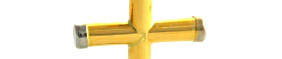 Croix latine bicolore cylindrique – Or 750/1000