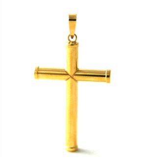 Croix latine cylindrique - Or 750/1000