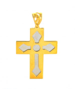 Croix latine bicolore plate - Or 750/1000