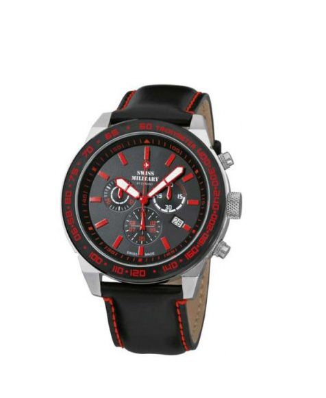 Swiss Military Montre homme chronographe noire & rouge