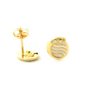 Puces rondes oxydes de zirconium - Or 750/1000