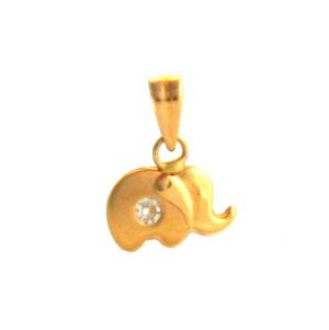 Pendentif éléphant oxyde de zirconium - Or 750/1000