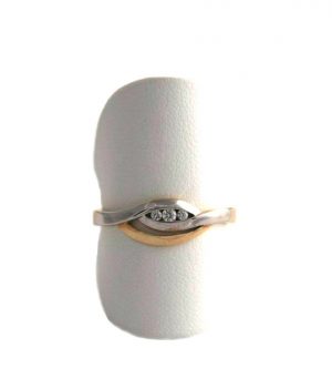 Bague bicolore & oxydes de zirconium – Or 375/1000 – Taille 56