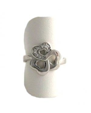 Bague trèfle oxydes de zirconium - Argent 925/1000 Rhodié - Taille 54