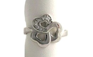 Bague trèfle oxydes de zirconium – Argent 925/1000 Rhodié – Taille 54