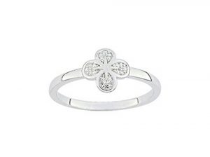 Bague trèfle Argent 925/1000 Rhodié – Taille 54