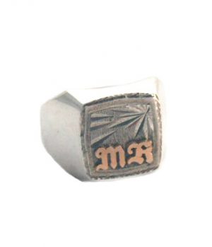 Chevalière Lucas Lucor Argent 925/1000 & initiales MK en or - Taille 64