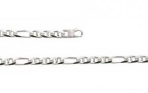 Chaîne 55 cm Murat argent 925/1000 - Mailles marine alternées 1/3 de 7 mm 