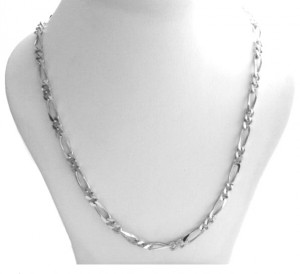 Collier chaîne mailles figaro 1/2 de 4,3 mm – Argent 925/1000 – 46 cm