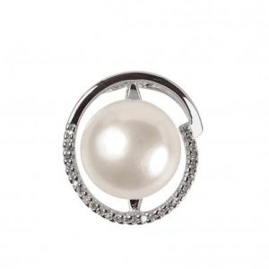 Pendentif Schmittgall perle d'eau douce & oxydes de zirconium - Argent 925/1000