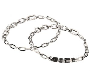 Collier aux 2 bracelets homme Morellato maille forçat limée - Acier & Silicone – Image 3