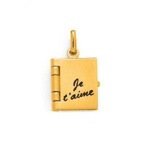 Pendentif livre Je t’aime aux 2 pages en plaqué or