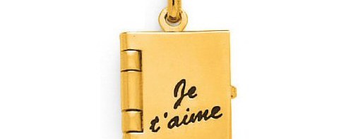 Pendentif livre Je t’aime aux 2 pages en plaqué or