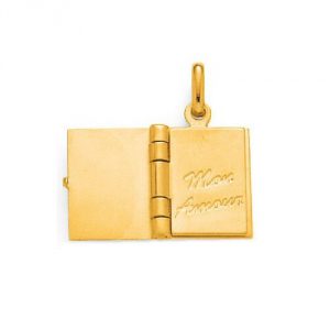 Pendentif livre Je t'aime aux 2 pages en plaqué or – Image 2