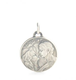 Médaille ronde couple pour toujours en argent