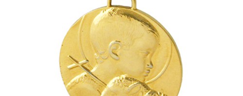 Arthus-Bertrand médaille de berceau en bronze doré