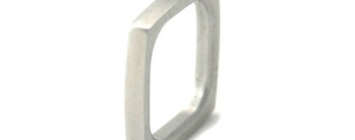 Monomania Bague mixte carrée Acier inoxydable Taille 54