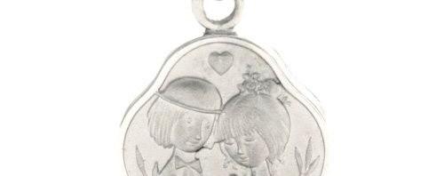 Médaille des amoureux de Peynet au petit coeur en argent